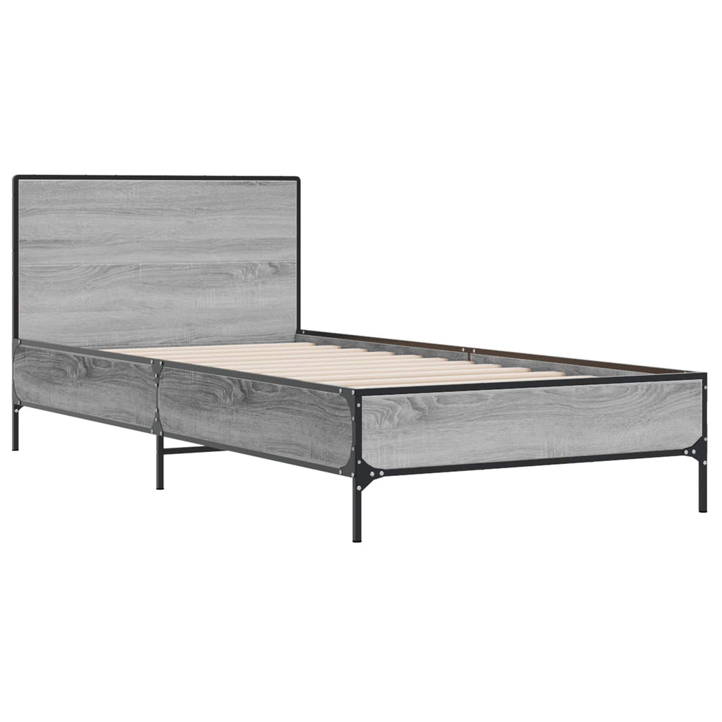Bettgestell mit Kopfteil Grau Sonoma 80 x 200 cm Holzwerkstoff