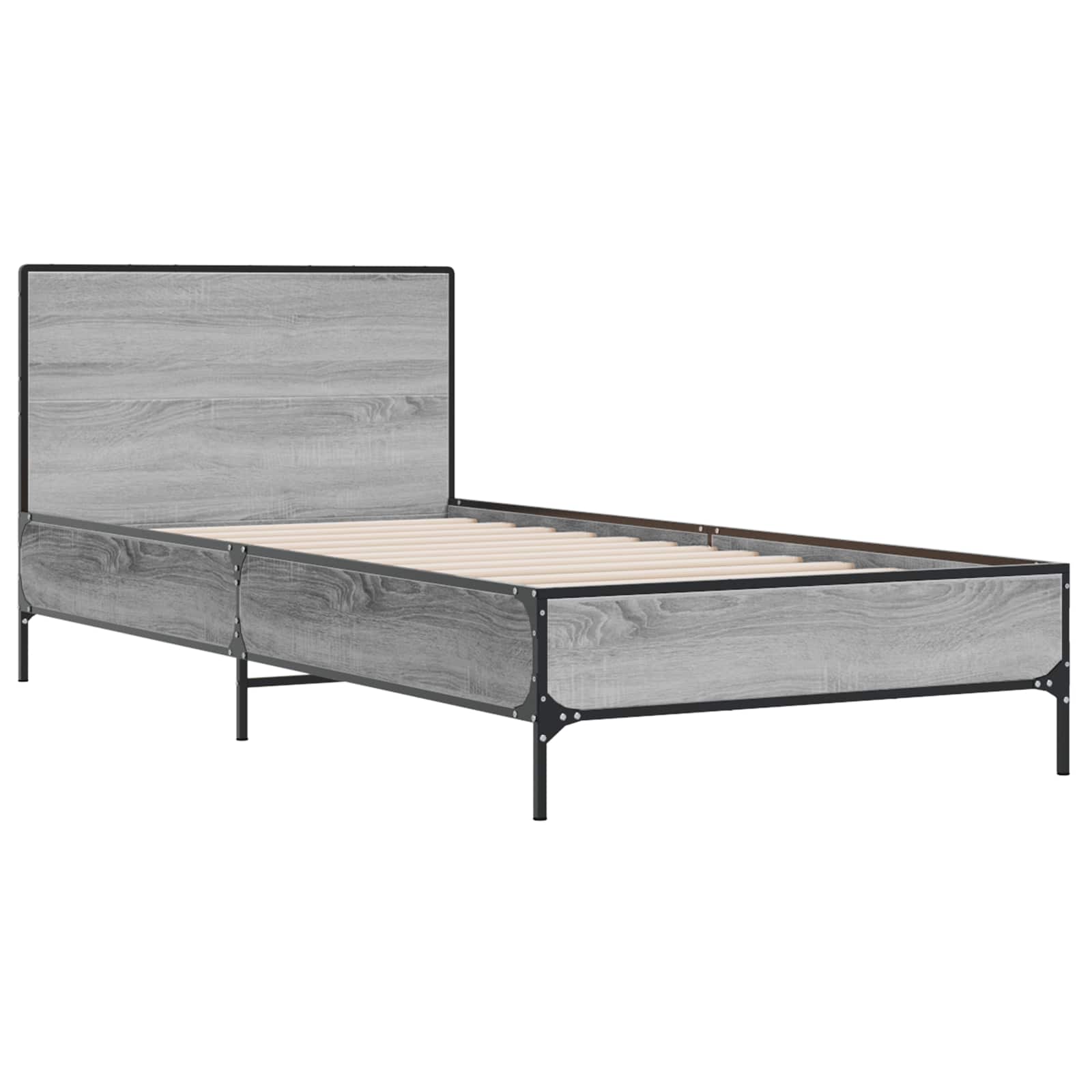 Bettgestell mit Kopfteil Grau Sonoma 80 x 200 cm Holzwerkstoff