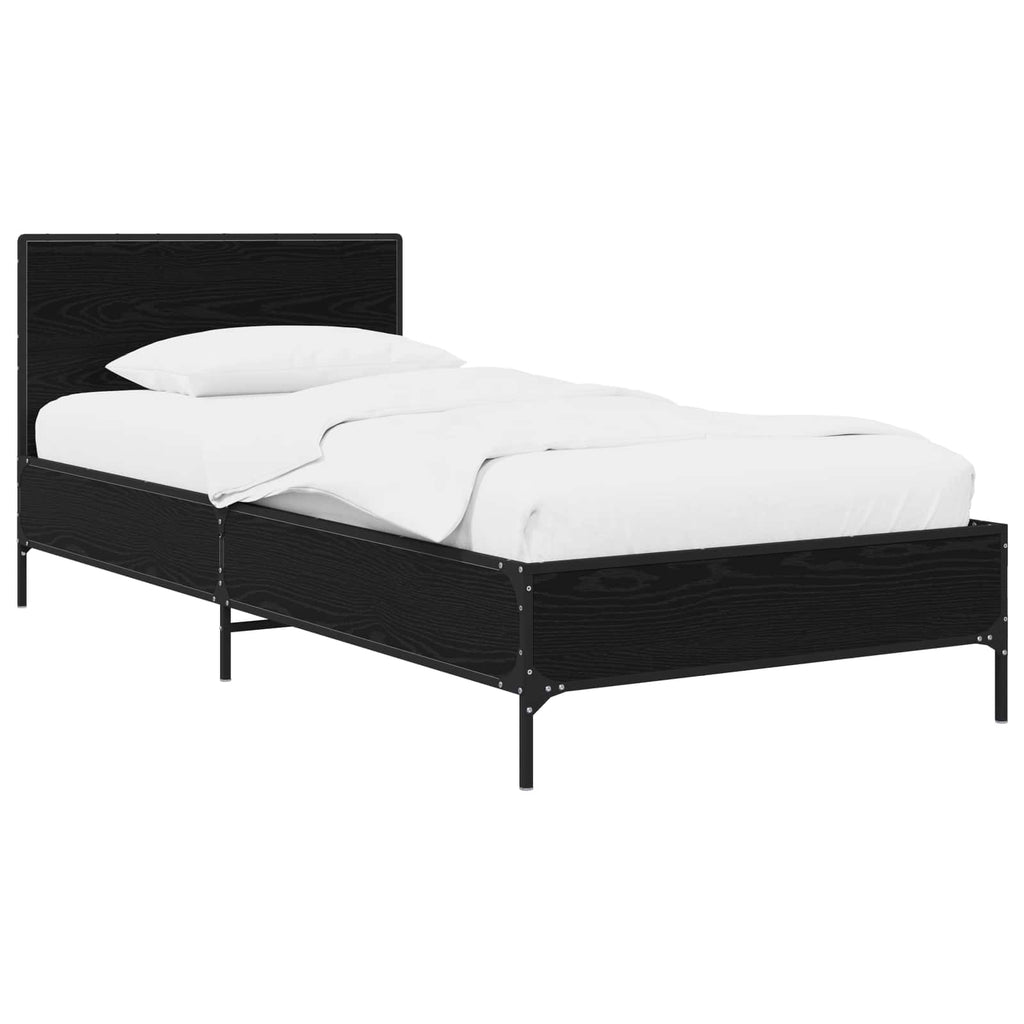 Bettgestell mit Kopfteil Schwarze Eiche 80 x 200 cm