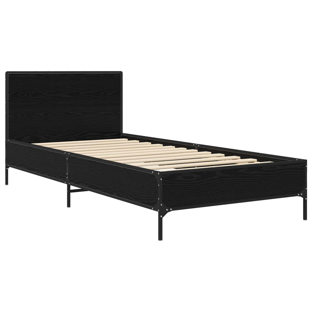 Bettgestell mit Kopfteil Schwarze Eiche 80 x 200 cm