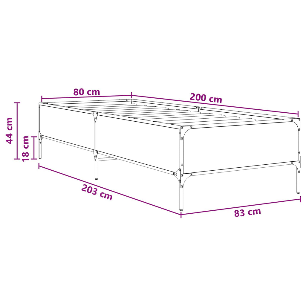 Bettrahmen Raucharbe 80 x 200 cm Holzwerkstoff
