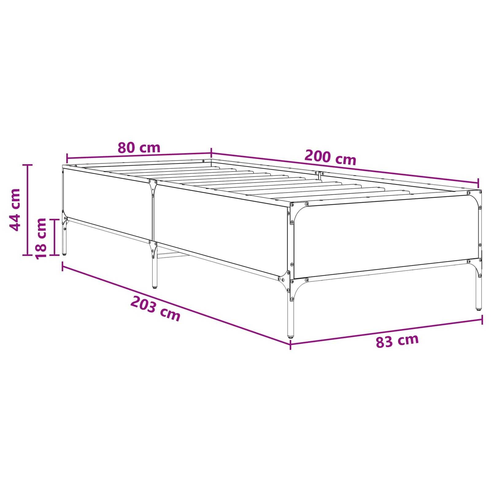 Bettrahmen Altholz 80 x 200 cm Holzwerkstoff