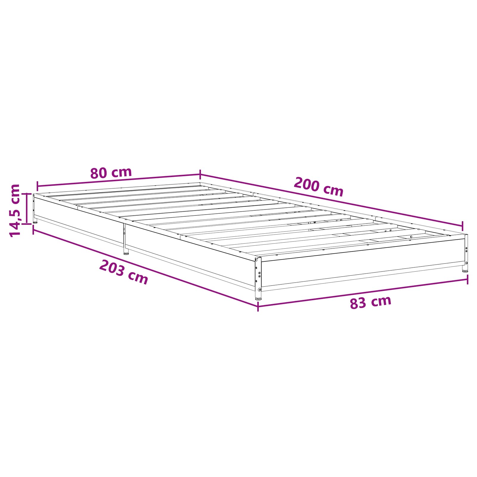 Bettrahmen Sonoma-Eiche 80 x 200 cm Holzwerkstoff