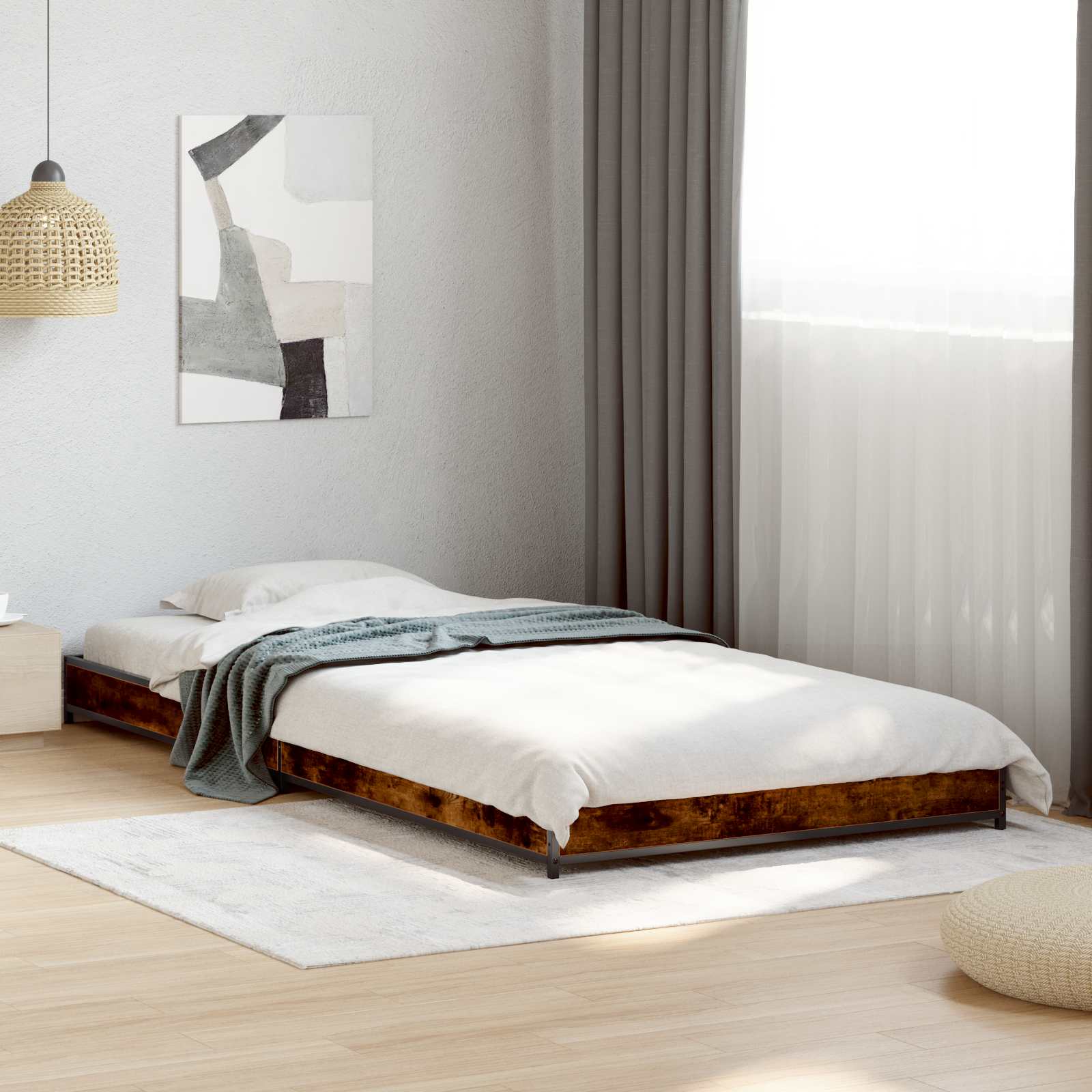 Bettrahmen Geräucherte Eiche 80 x 200 cm Holzwerkstoff