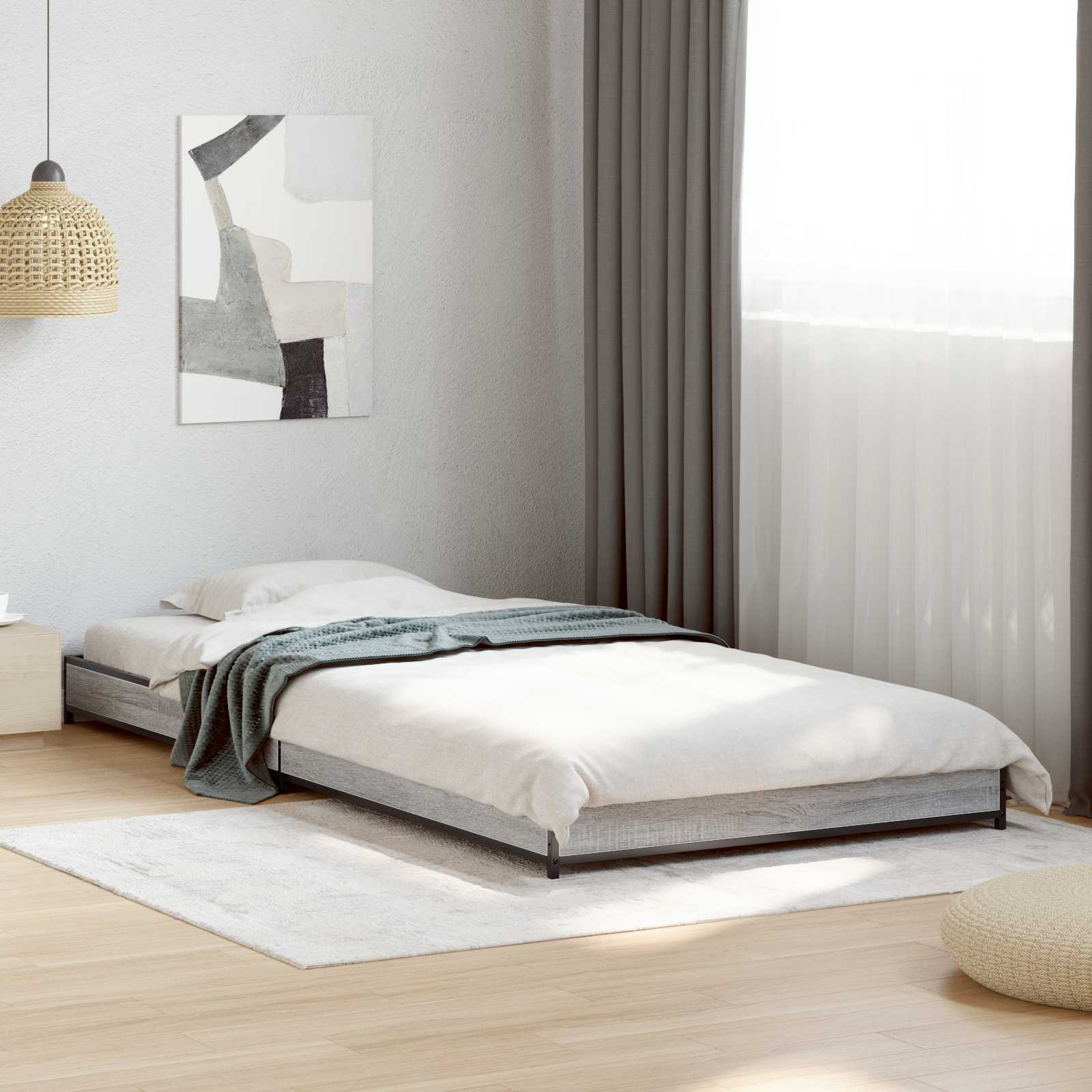 Bettrahmen Grau Sonoma 80 x 200 cm Holzwerkstoff