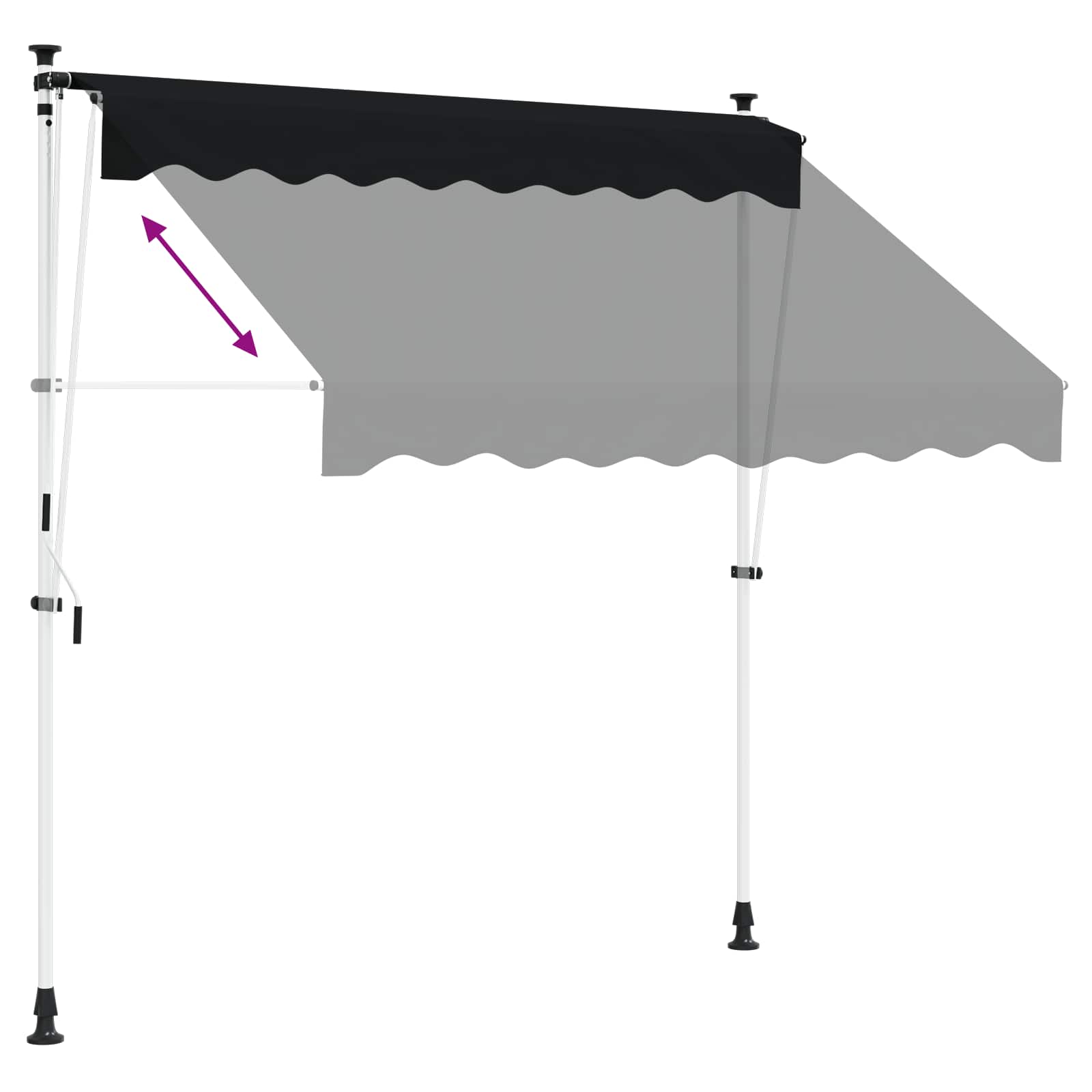 Manuell einziehbare Markise Schwarz 150 cm