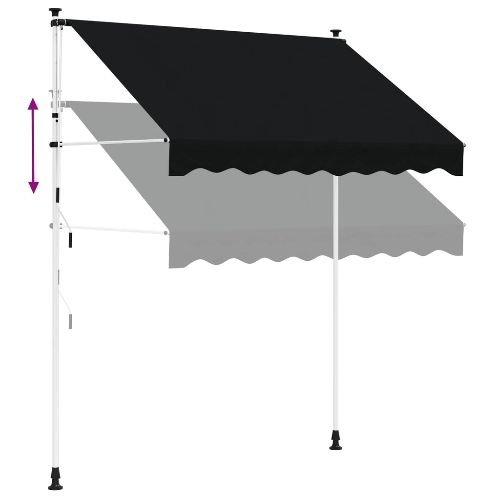 Manuell einziehbare Markise Schwarz 150 cm