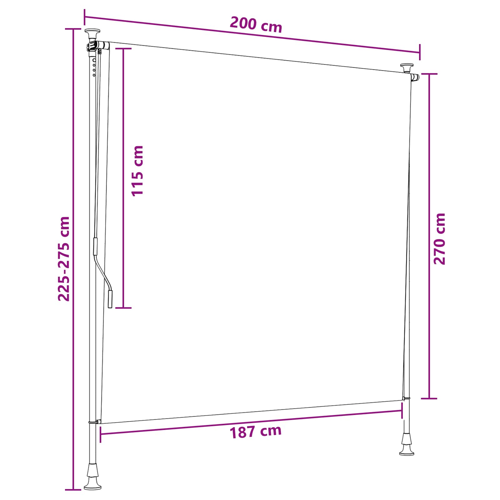 Outdoor Rollo Mehrfarbig 200 x 270 cm