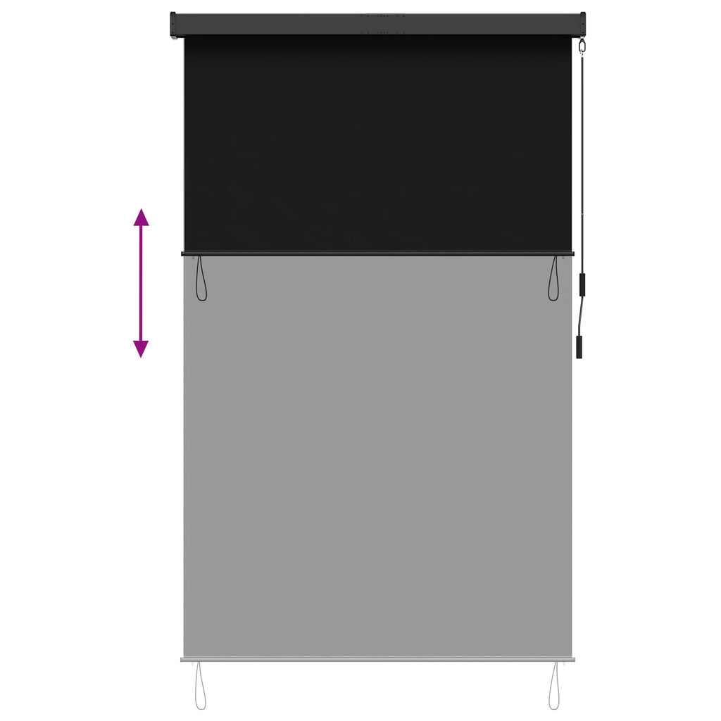 Rollo Schwarz 60 x 250 cm Stoff und Aluminium
