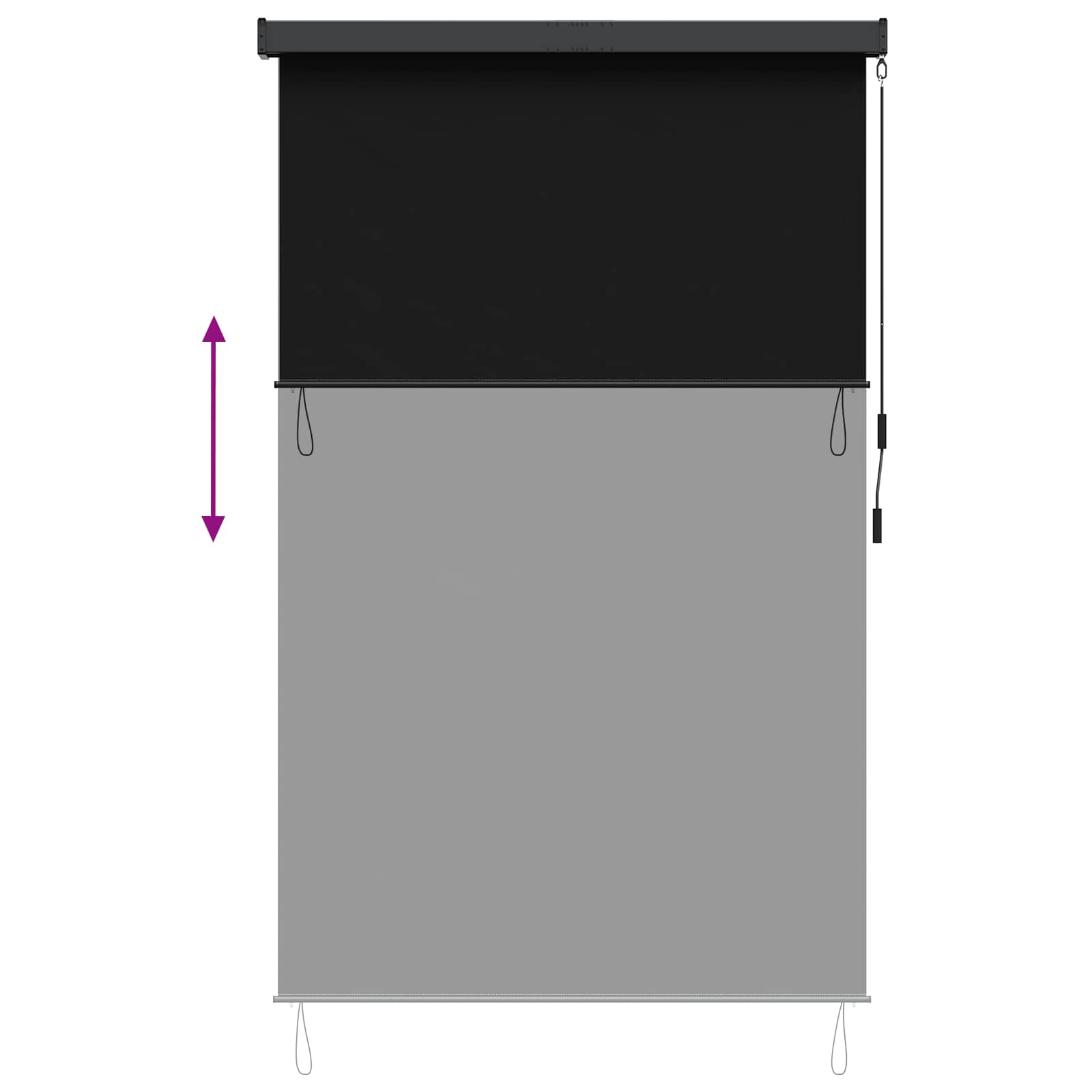 Rollo Schwarz 100 x 250 cm Stoff und Aluminium