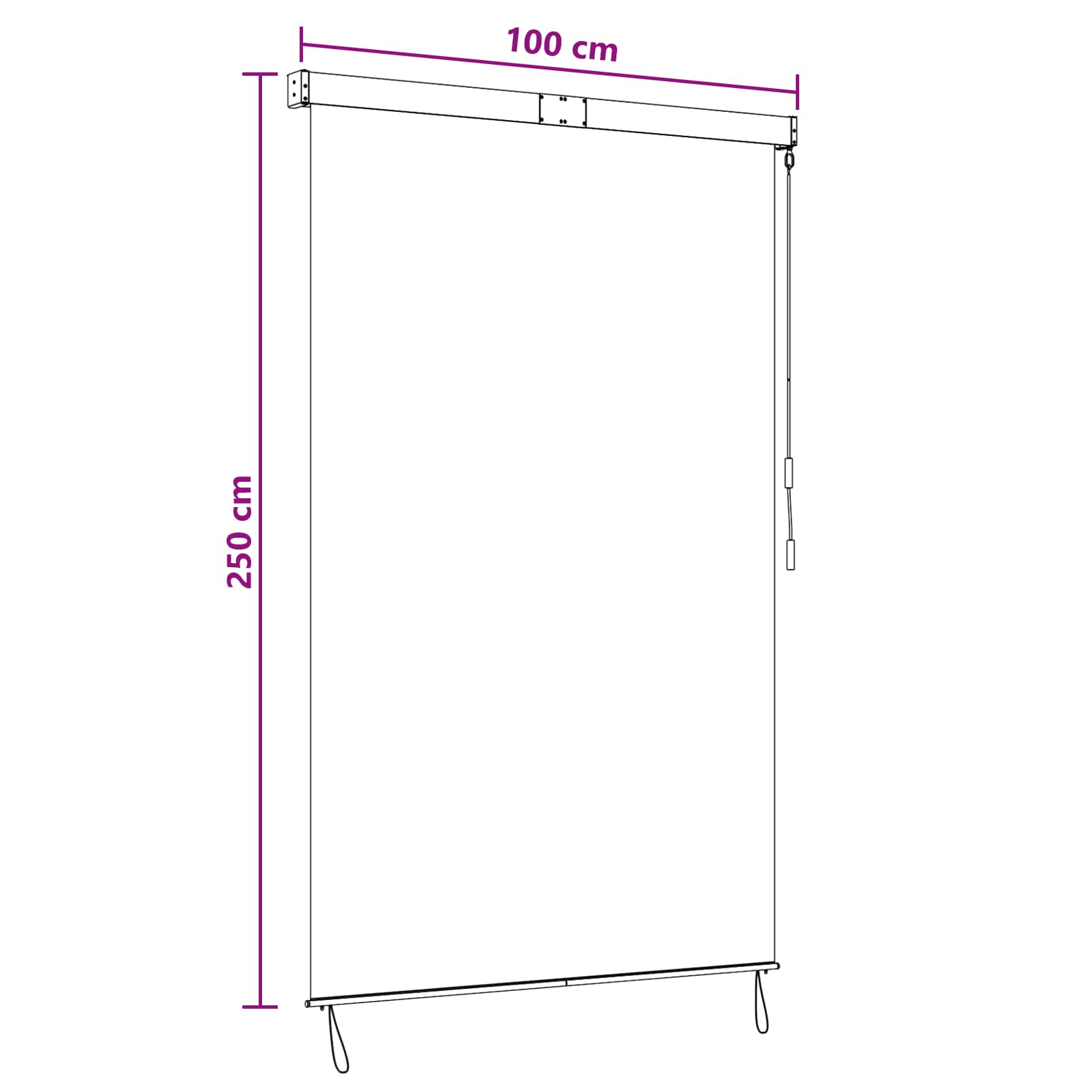 Rollo Hellgrau 100 x 250 cm Stoff und Aluminium