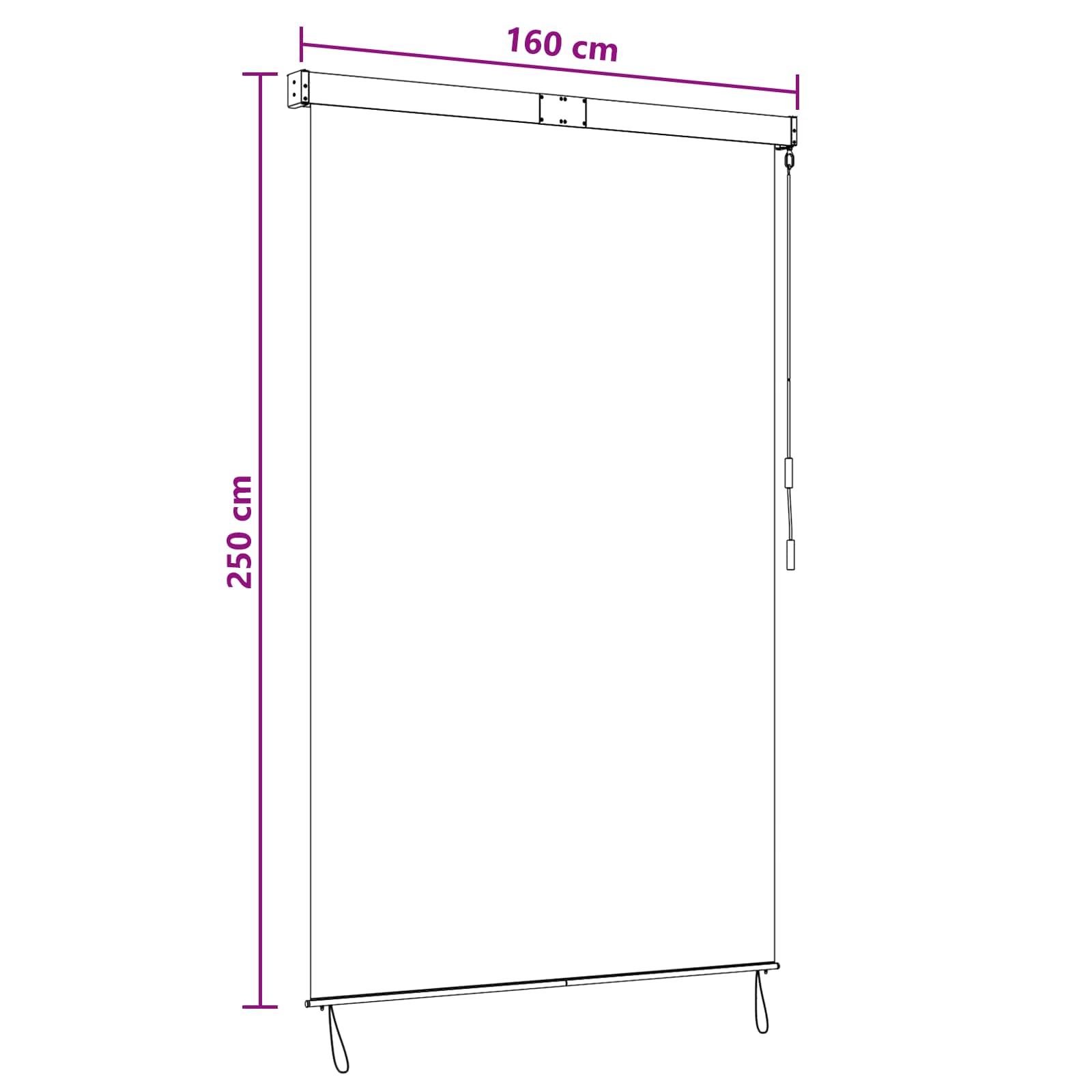 Rollo Schwarz 160 x 250 cm Stoff und Aluminium