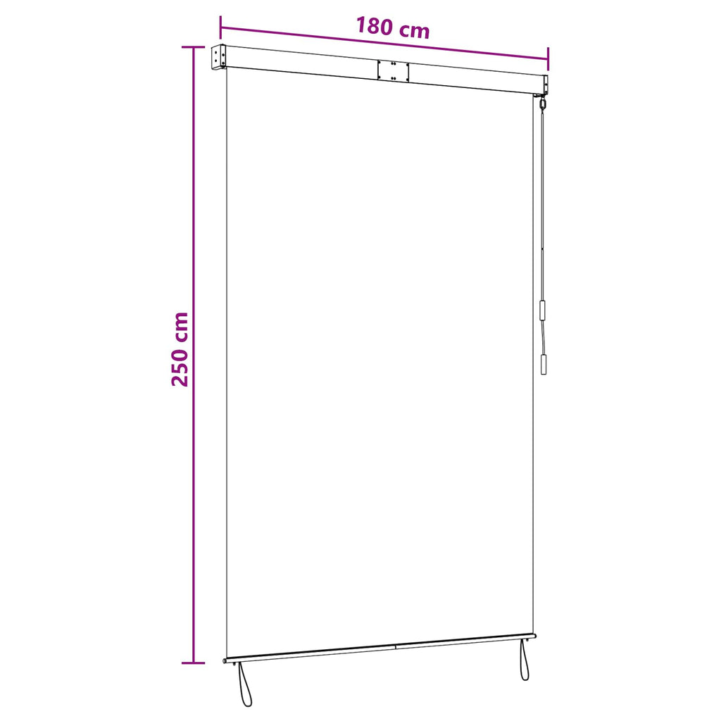 Rollo Schwarz 180 x 250 cm Stoff und Aluminium