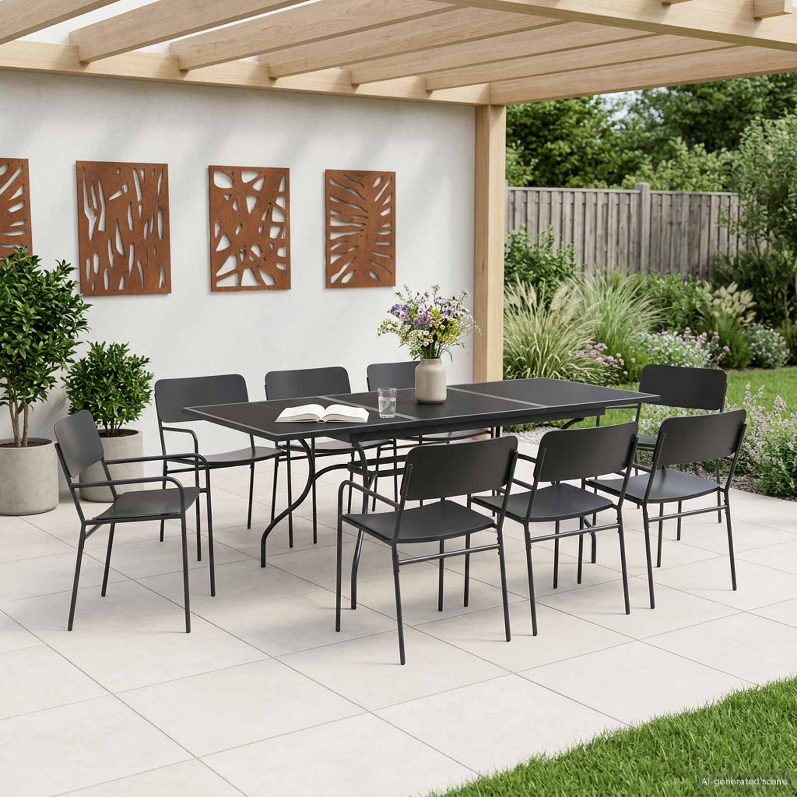 Garten Essgruppe 9 pcs Anthrazit Stahl