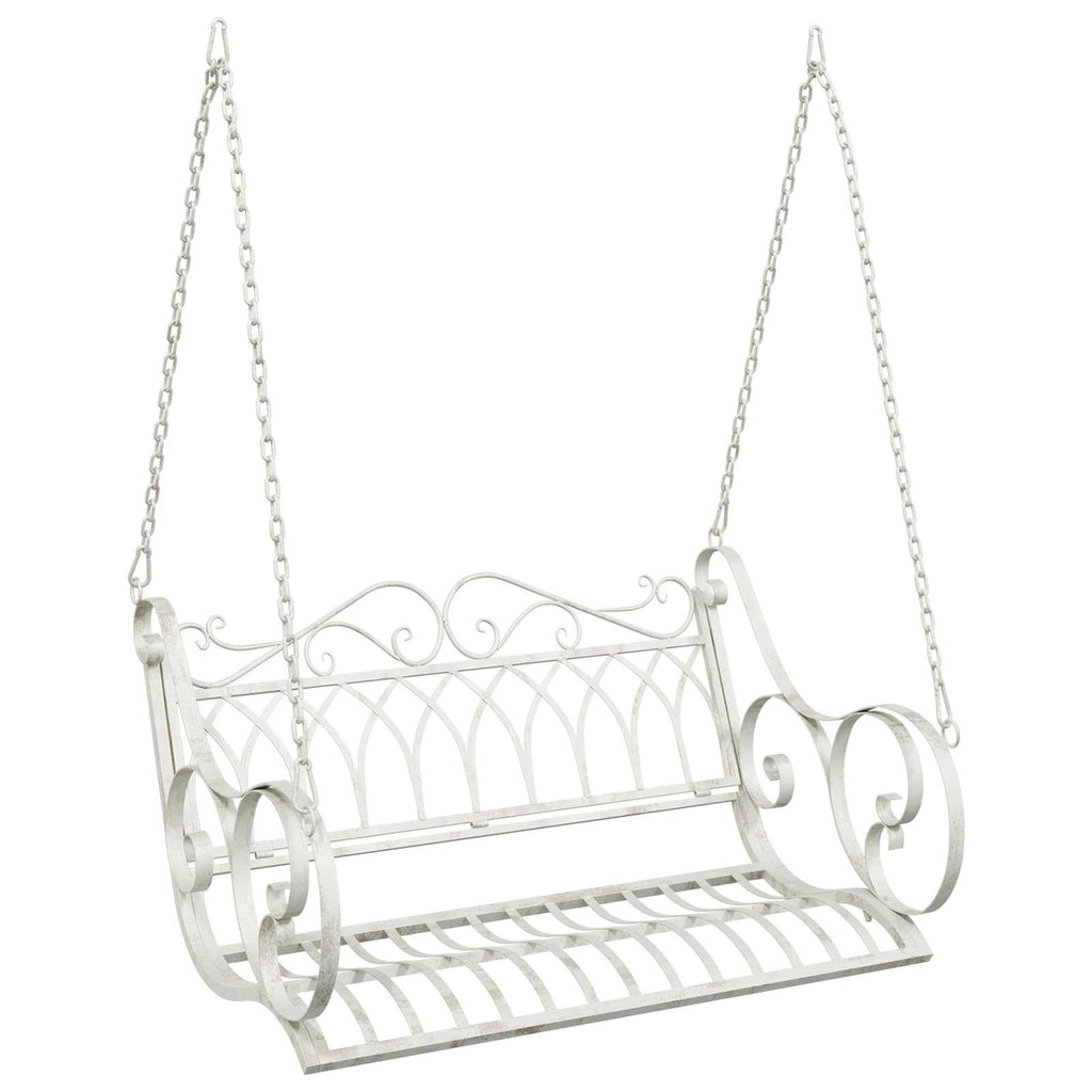 Schaukelbank Stahl 109 x 75 x 59 cm Antik Weiß