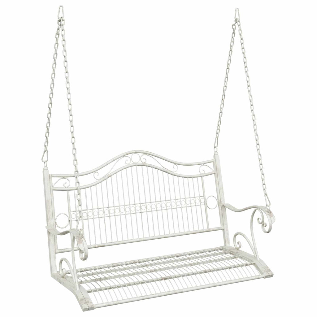 Schaukelbank Stahl 115 x 61 x 63 cm Antik Weiß