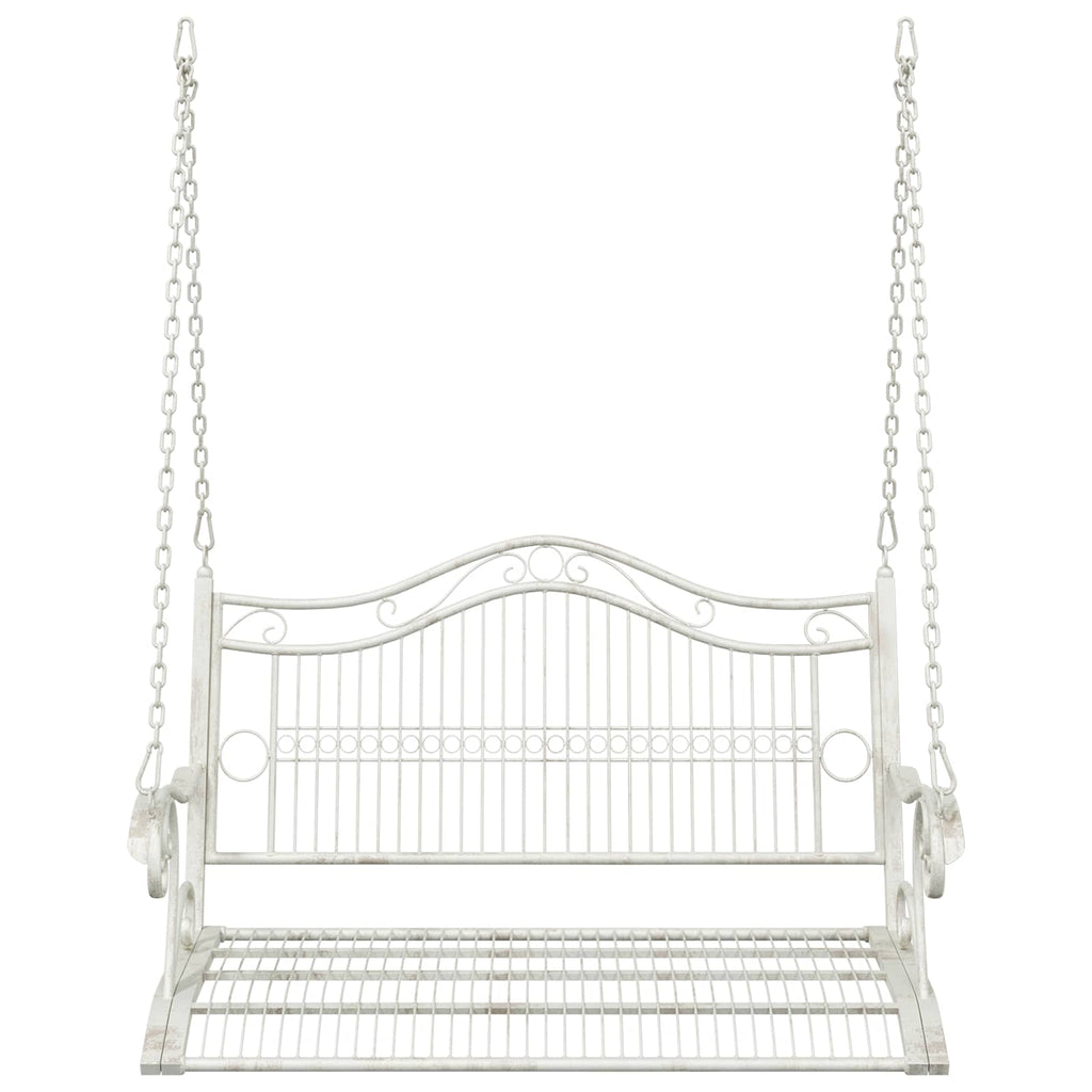 Schaukelbank Stahl 115 x 61 x 63 cm Antik Weiß