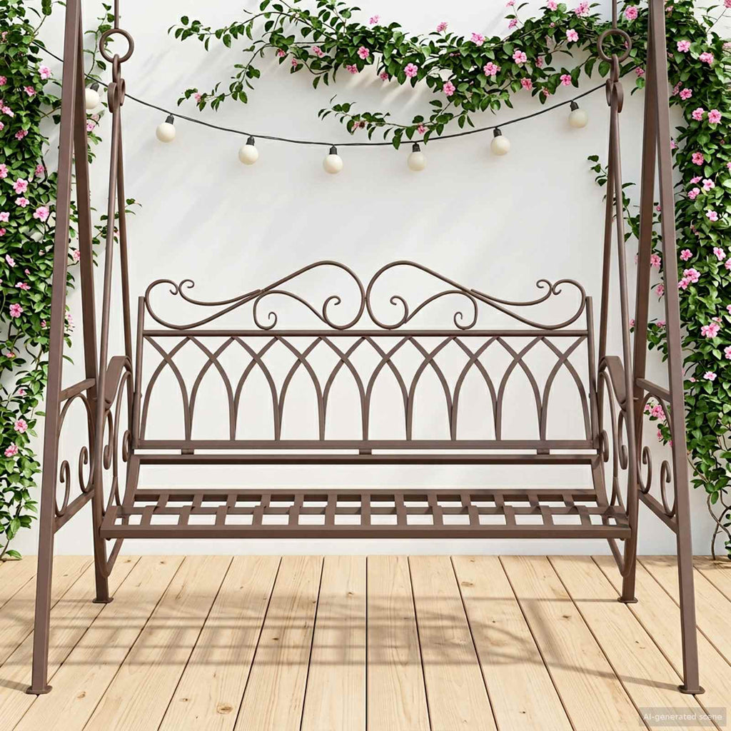 Schaukelbank Stahl 112 x 60 x 126,5 cm Antikbraun