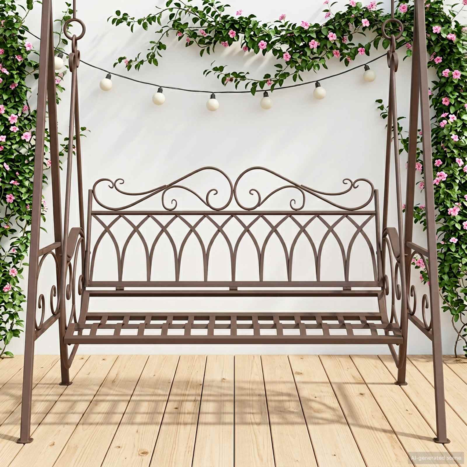 Schaukelbank Stahl 112 x 60 x 126,5 cm Antikbraun