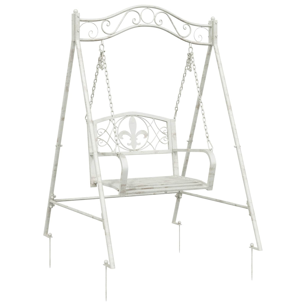Schaukelbank Stahl 113 x 121,5 x 168 cm Antik Weiß