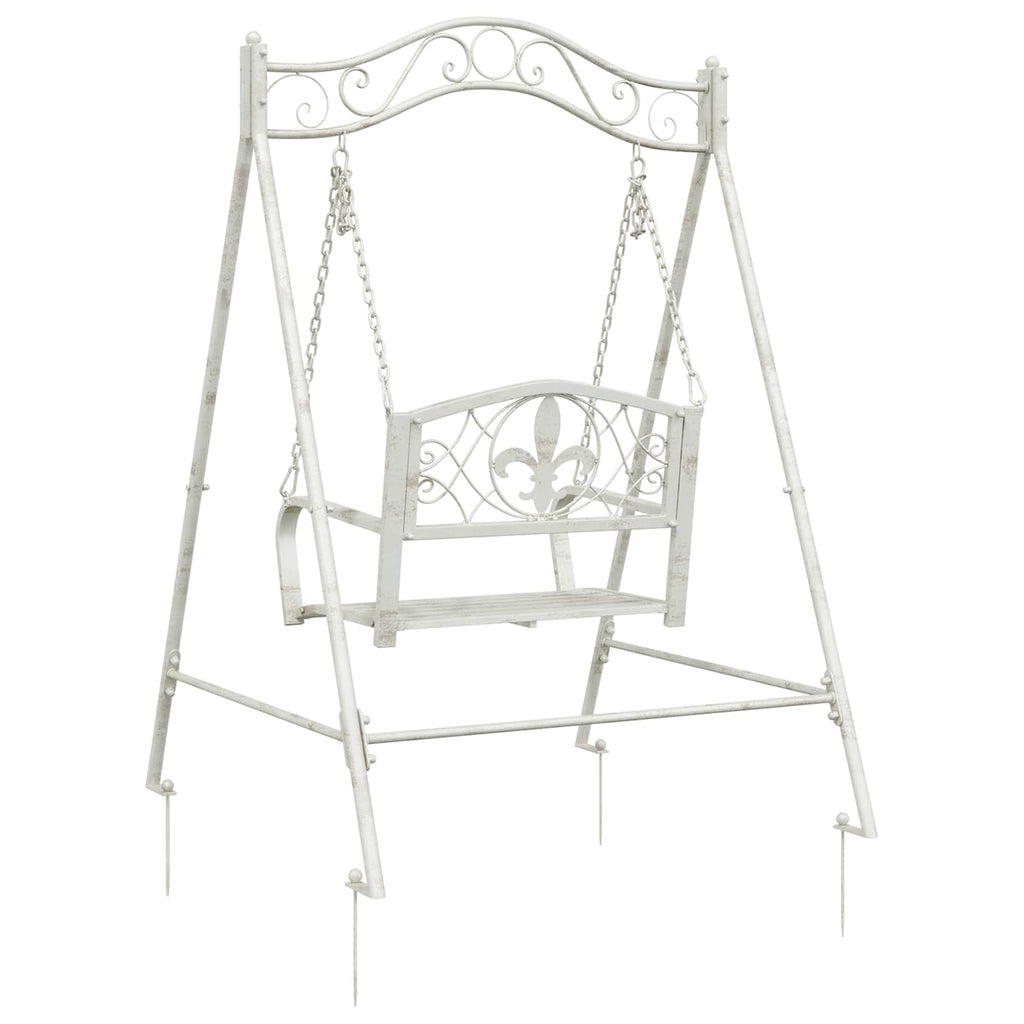 Schaukelbank Stahl 113 x 121,5 x 168 cm Antik Weiß