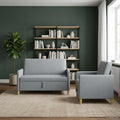 Sofa Set mit Stauraum 2 pcs Hellgrau Polyester