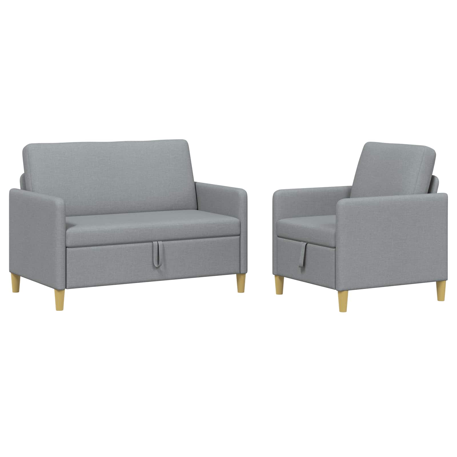 Sofa Set mit Stauraum 2 pcs Hellgrau Polyester