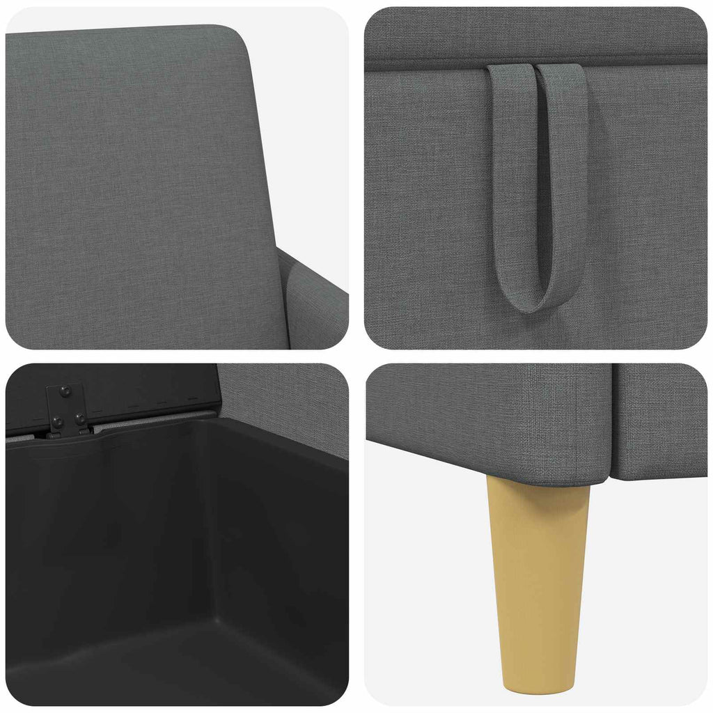 Sofa Set mit Stauraum 2 pcs Dunkelgrau Polyester