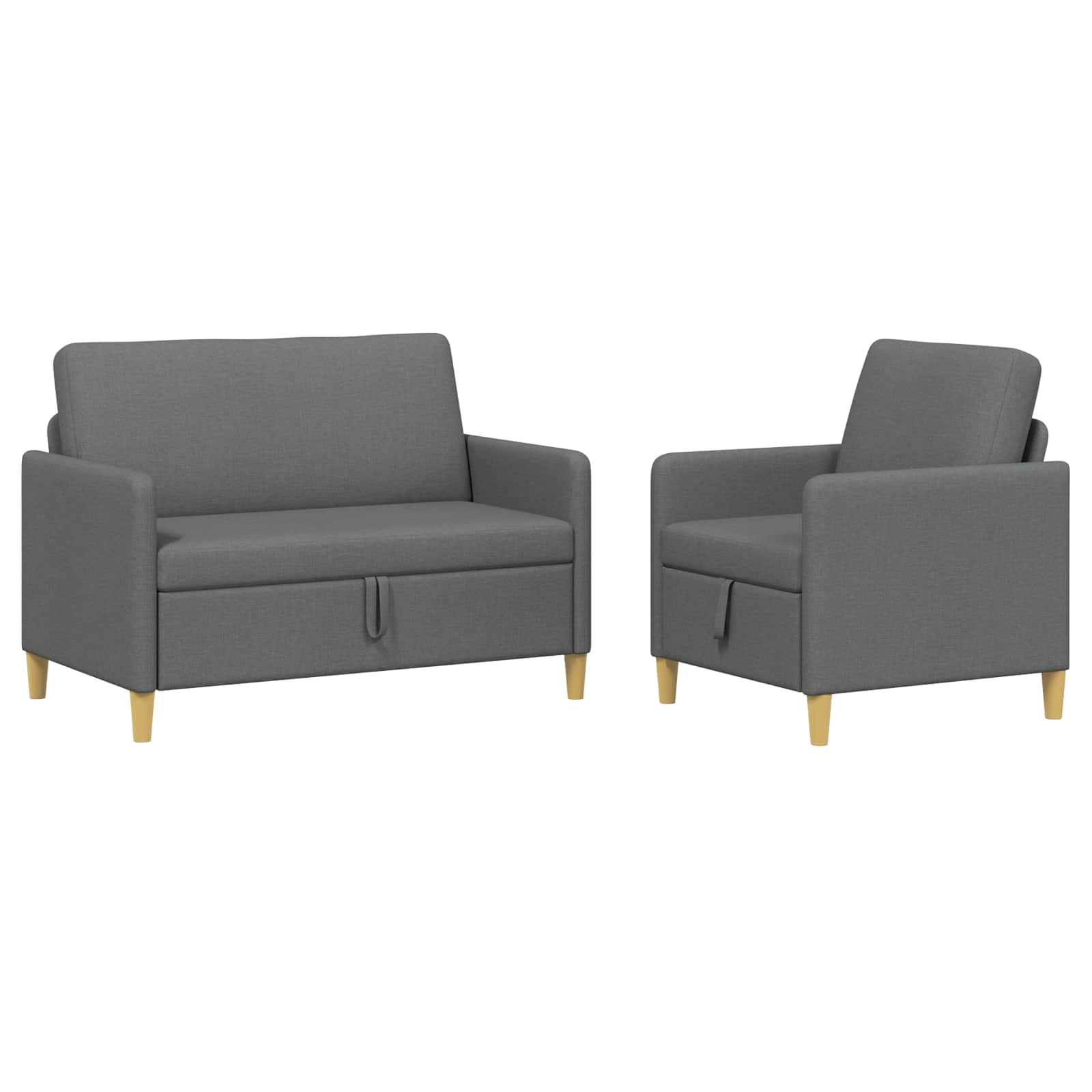Sofa Set mit Stauraum 2 pcs Dunkelgrau Polyester