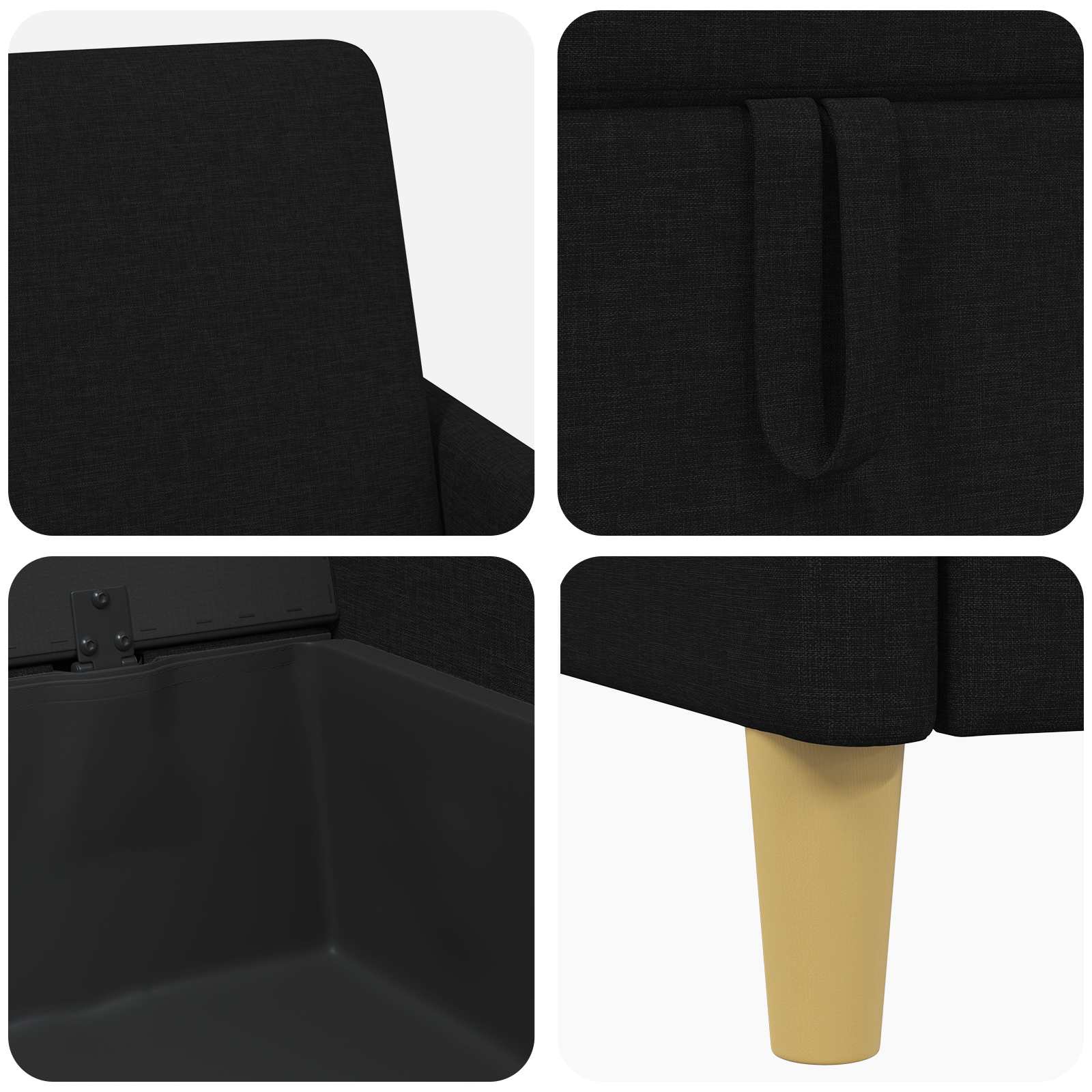 Sofa Set mit Stauraum 2 pcs Schwarz Polyester