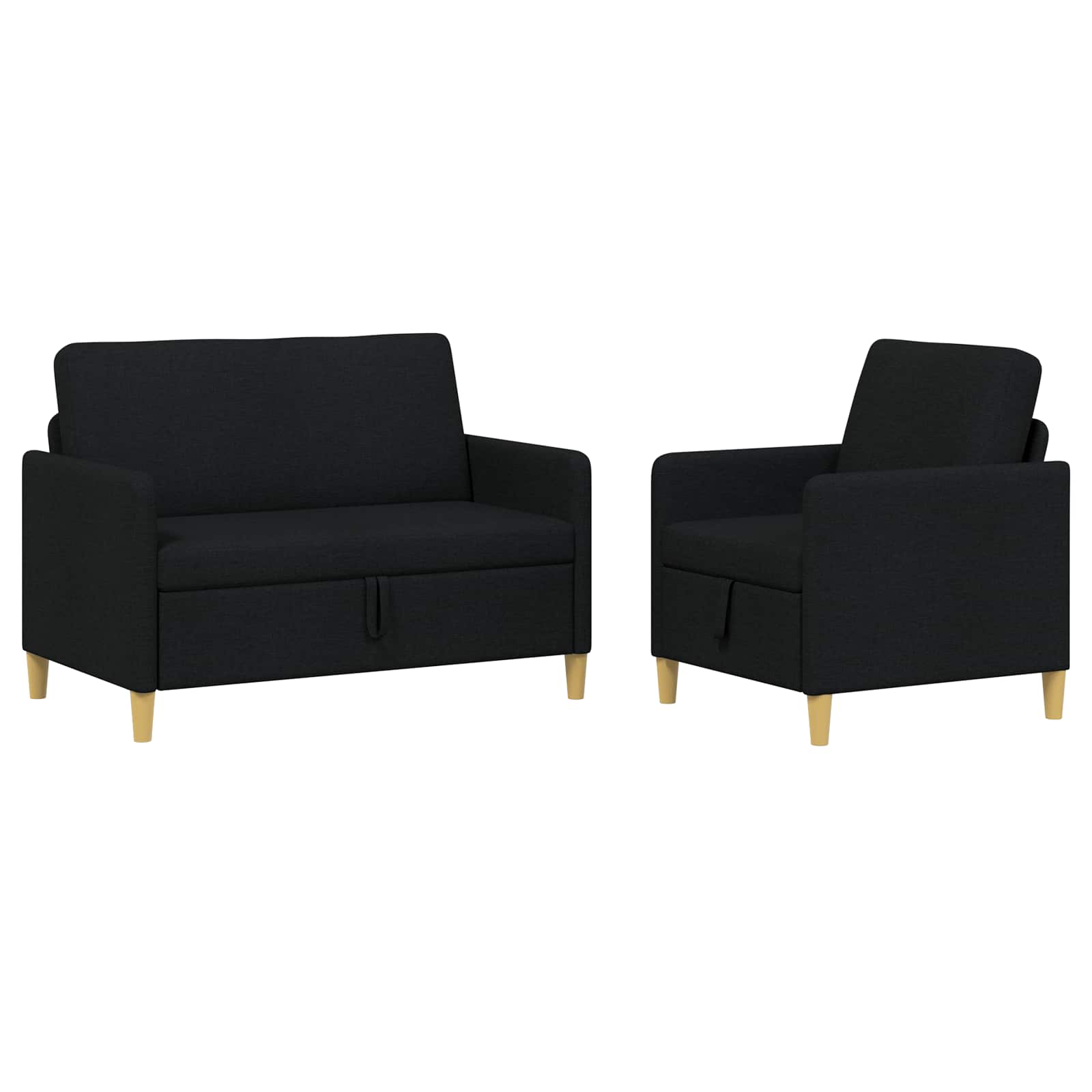 Sofa Set mit Stauraum 2 pcs Schwarz Polyester