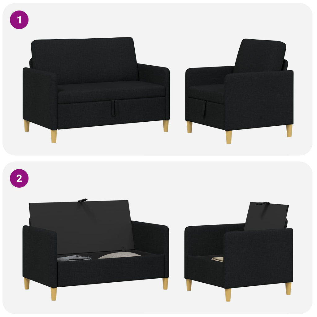 Sofa Set mit Stauraum 2 pcs Schwarz Polyester