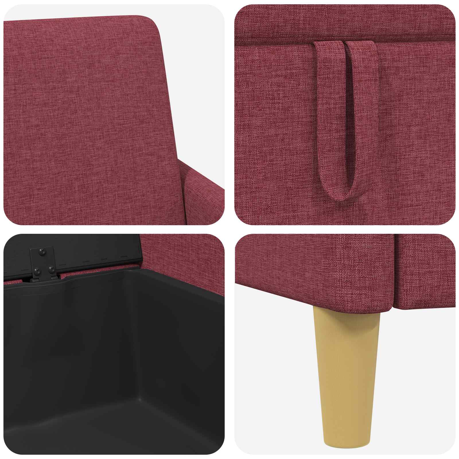 Sofa Set mit Stauraum 2 pcs Weinrot Polyester