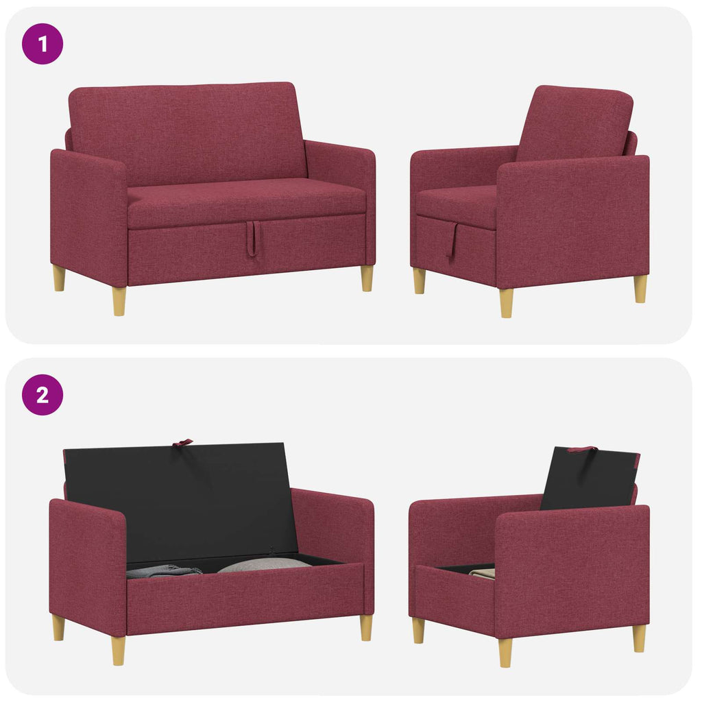 Sofa Set mit Stauraum 2 pcs Weinrot Polyester