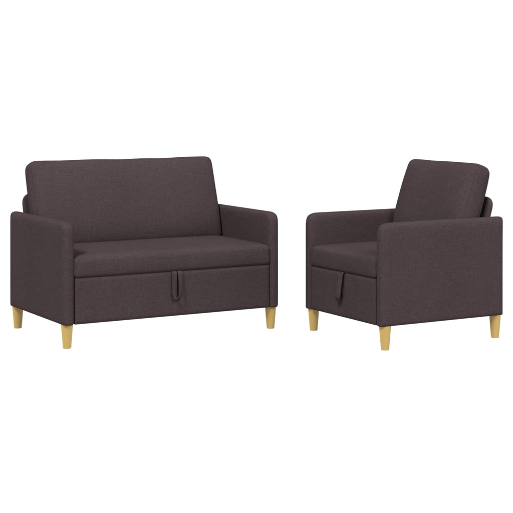 Sofa Set mit Stauraum 2 pcs Dunkelbraun Polyester