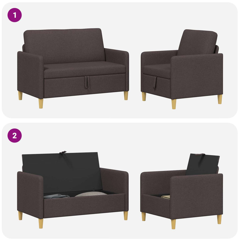 Sofa Set mit Stauraum 2 pcs Dunkelbraun Polyester