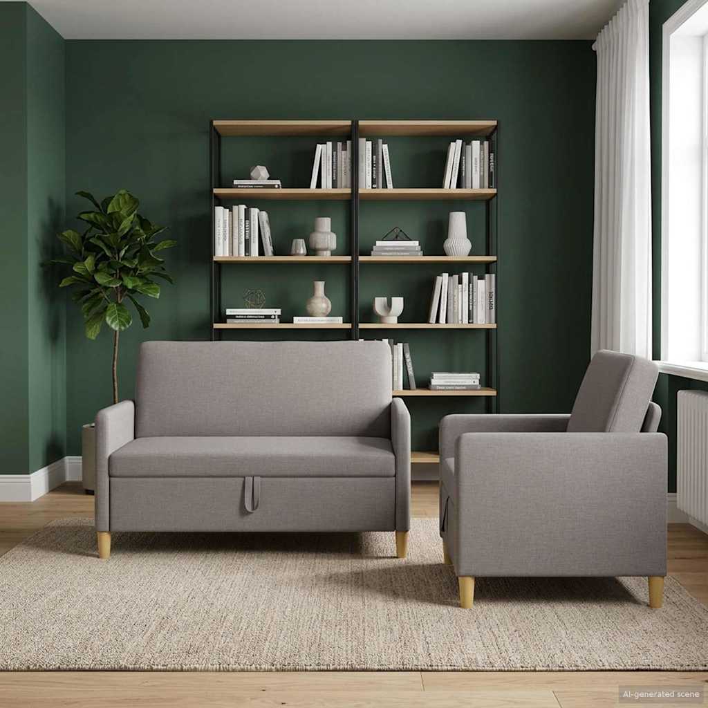 Sofa Set mit Stauraum 2 pcs Taupe Polyester