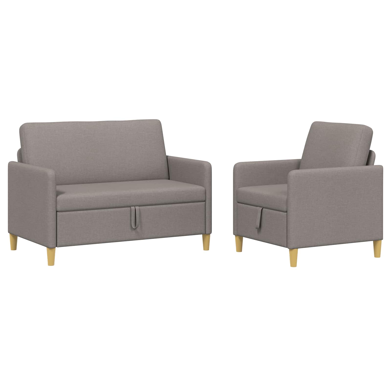 Sofa Set mit Stauraum 2 pcs Taupe Polyester