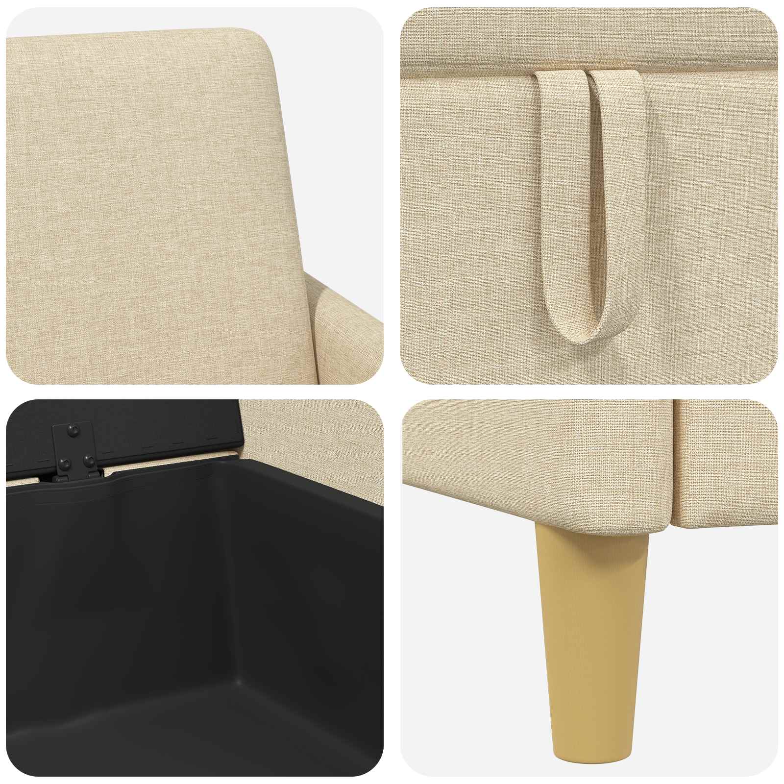Sofa Set mit Stauraum 2 pcs Creme Polyester