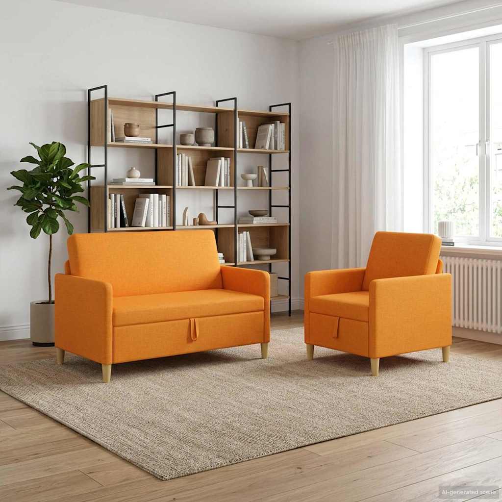 Sofa Set mit Stauraum 2 pcs Dunkelgelb Polyester