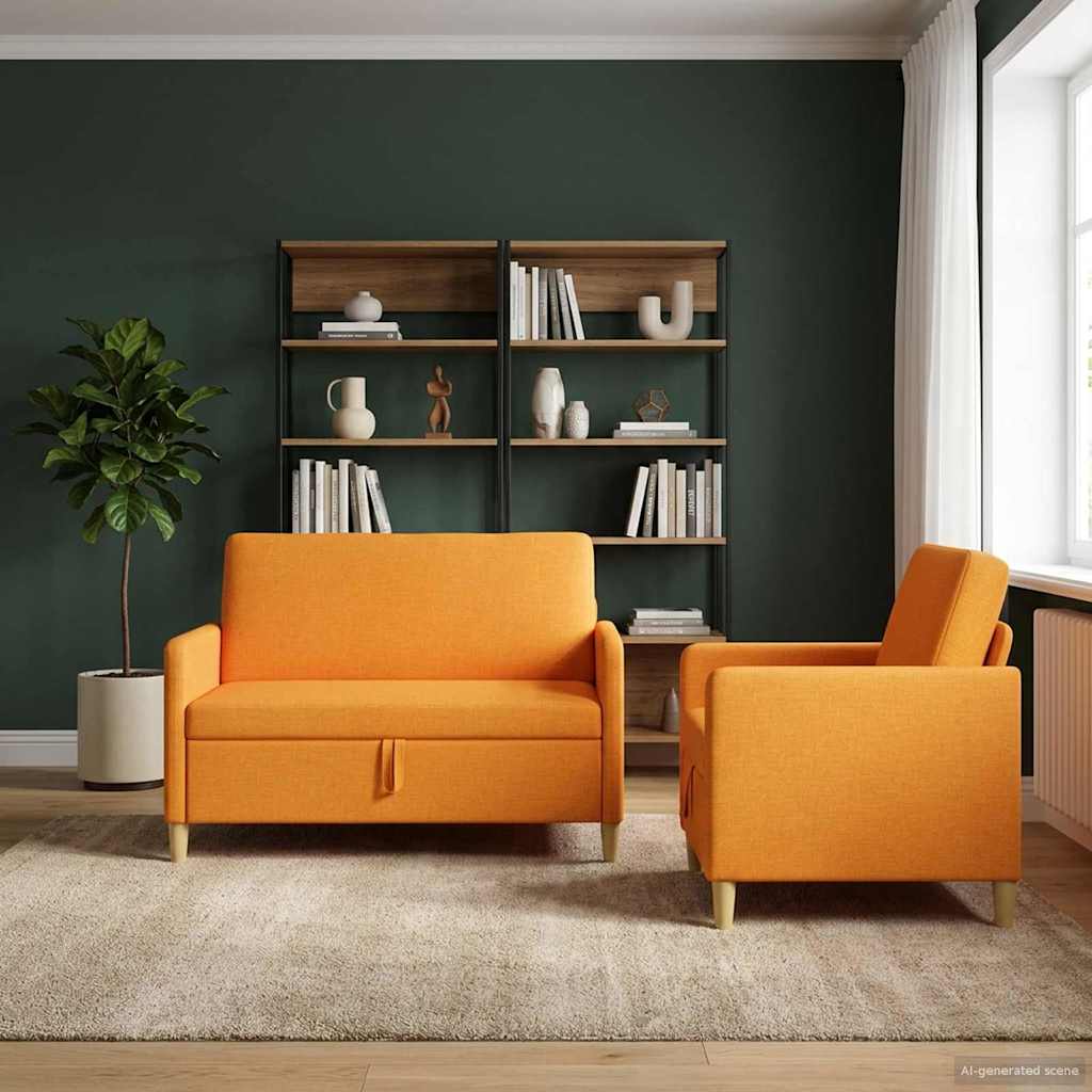 Sofa Set mit Stauraum 2 pcs Dunkelgelb Polyester