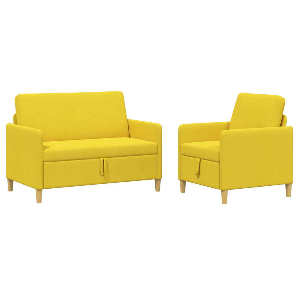 Sofa Set mit Stauraum 2 pcs Helles Gelb Polyester