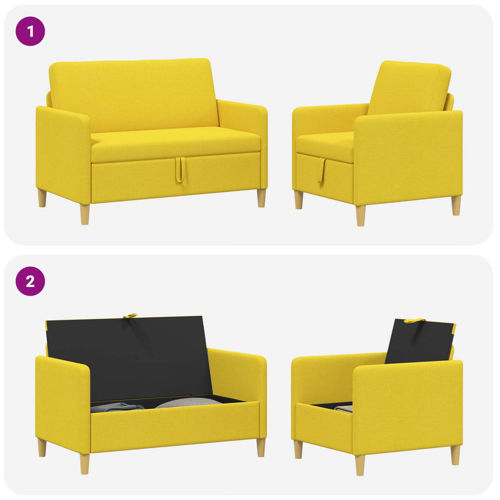Sofa Set mit Stauraum 2 pcs Helles Gelb Polyester