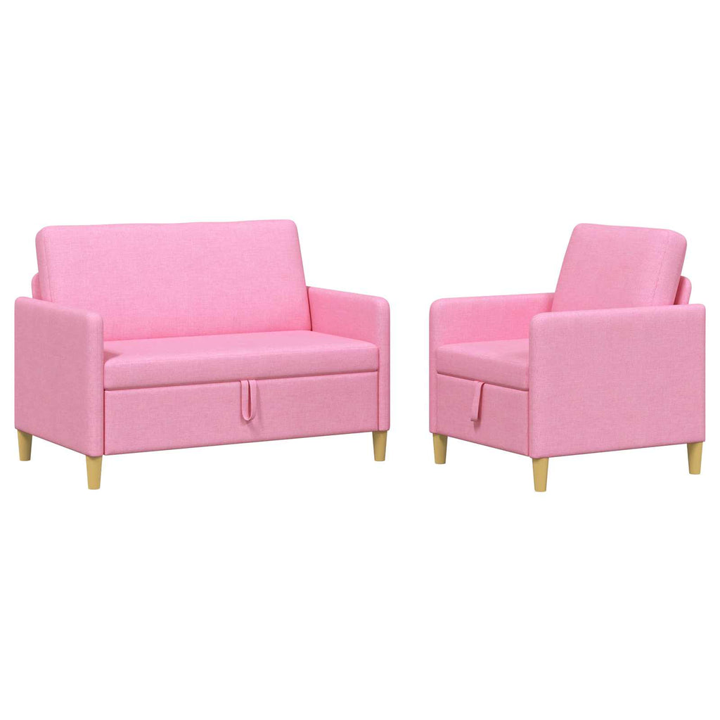 Sofa Set mit Stauraum 2 pcs Rosa Polyester