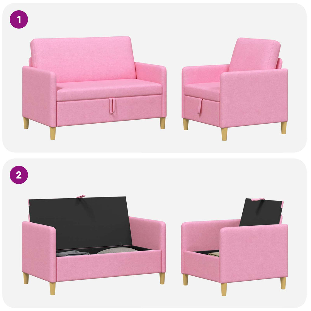 Sofa Set mit Stauraum 2 pcs Rosa Polyester
