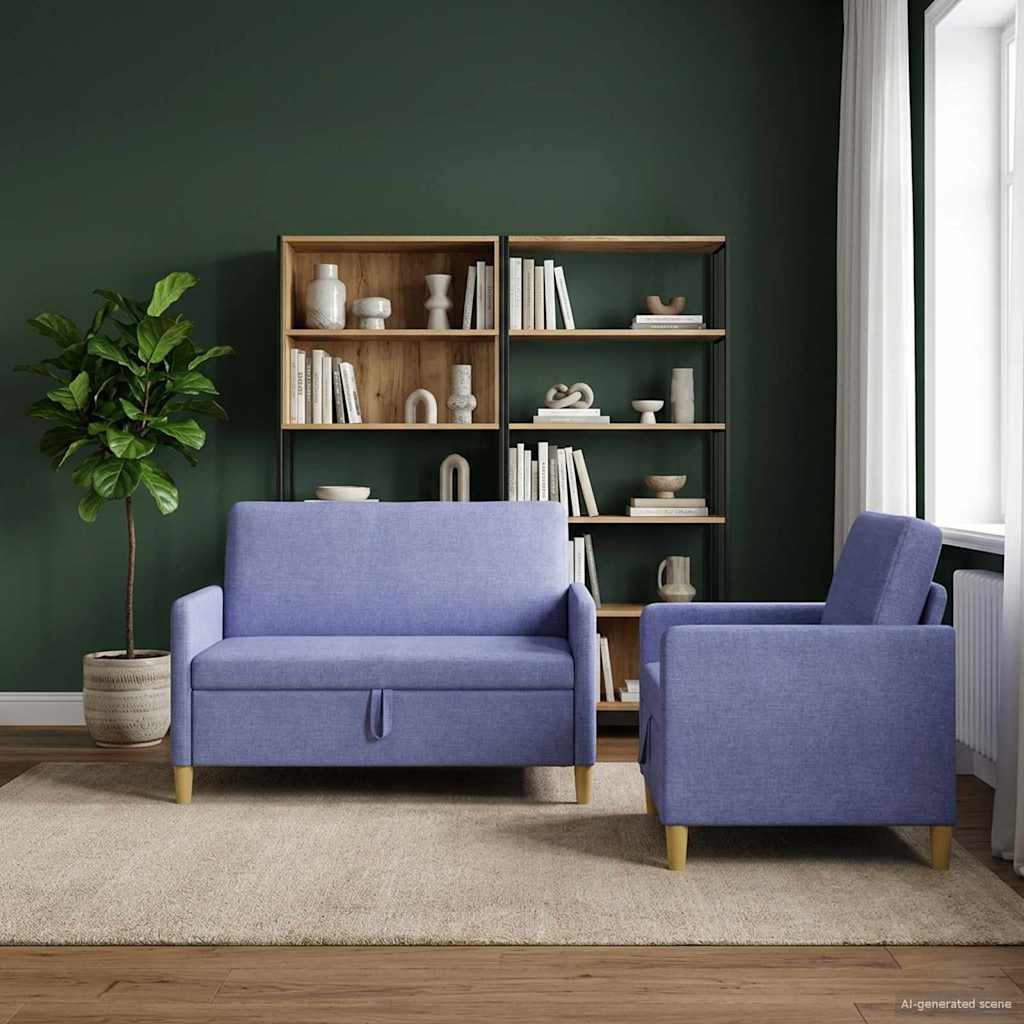 Sofa Set mit Stauraum 2 pcs Jeans blau Polyester