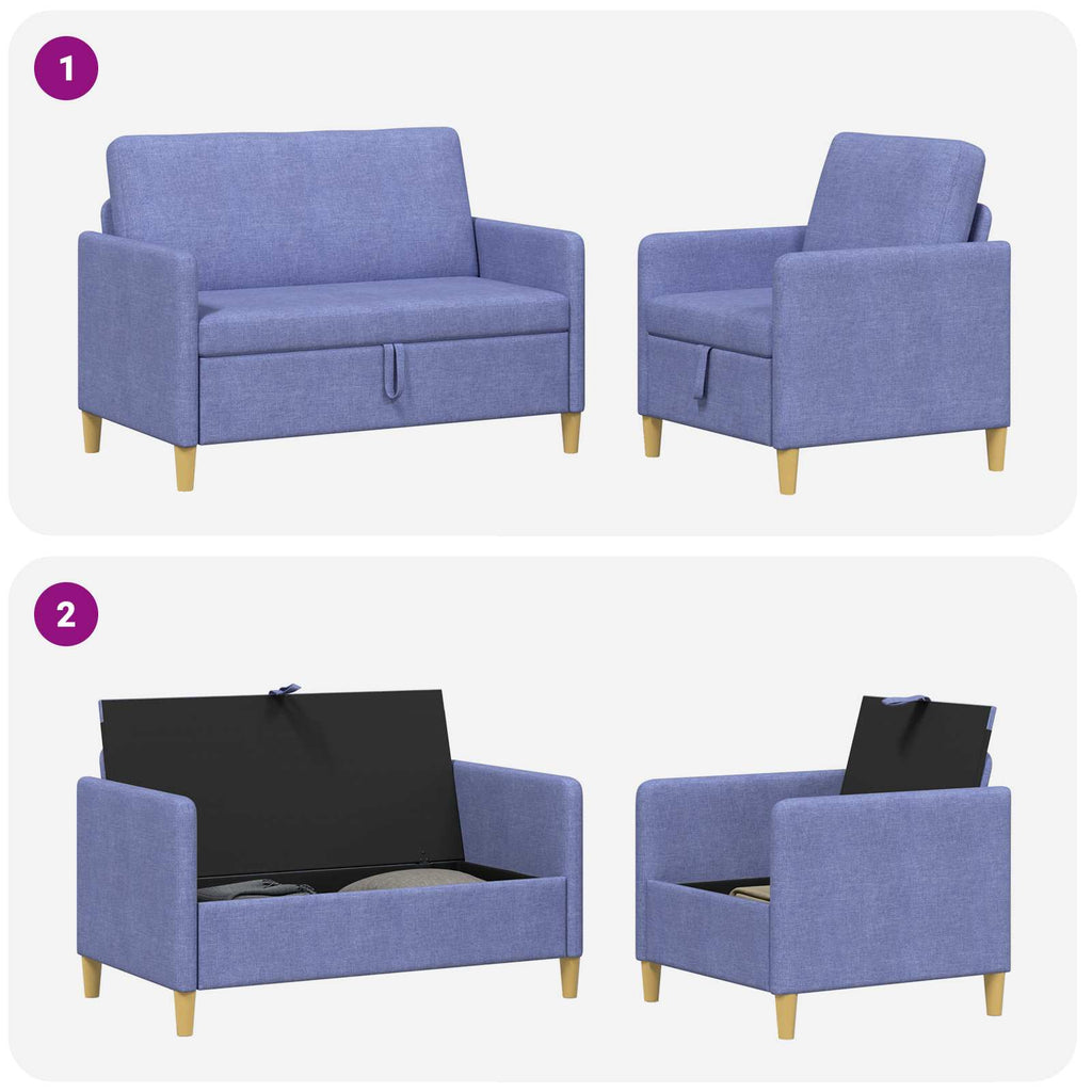 Sofa Set mit Stauraum 2 pcs Jeans blau Polyester
