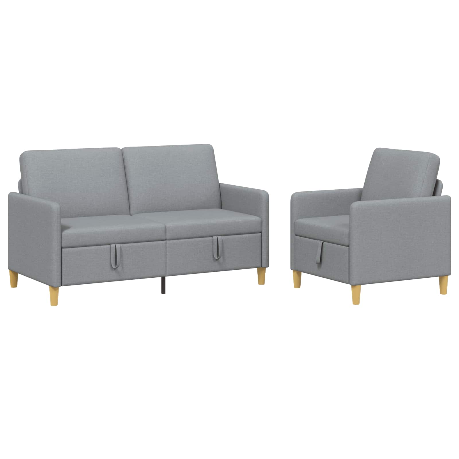Sofa Set mit Stauraum 2 pcs Hellgrau Polyester