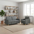 Sofa Set mit Stauraum 2 pcs Dunkelgrau Polyester