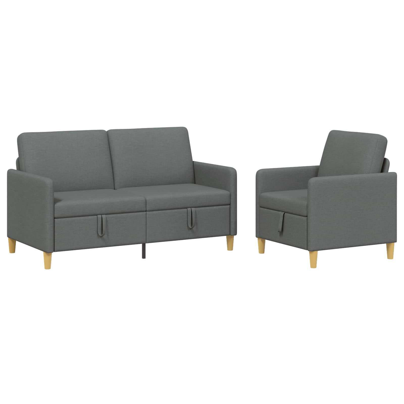 Sofa Set mit Stauraum 2 pcs Dunkelgrau Polyester